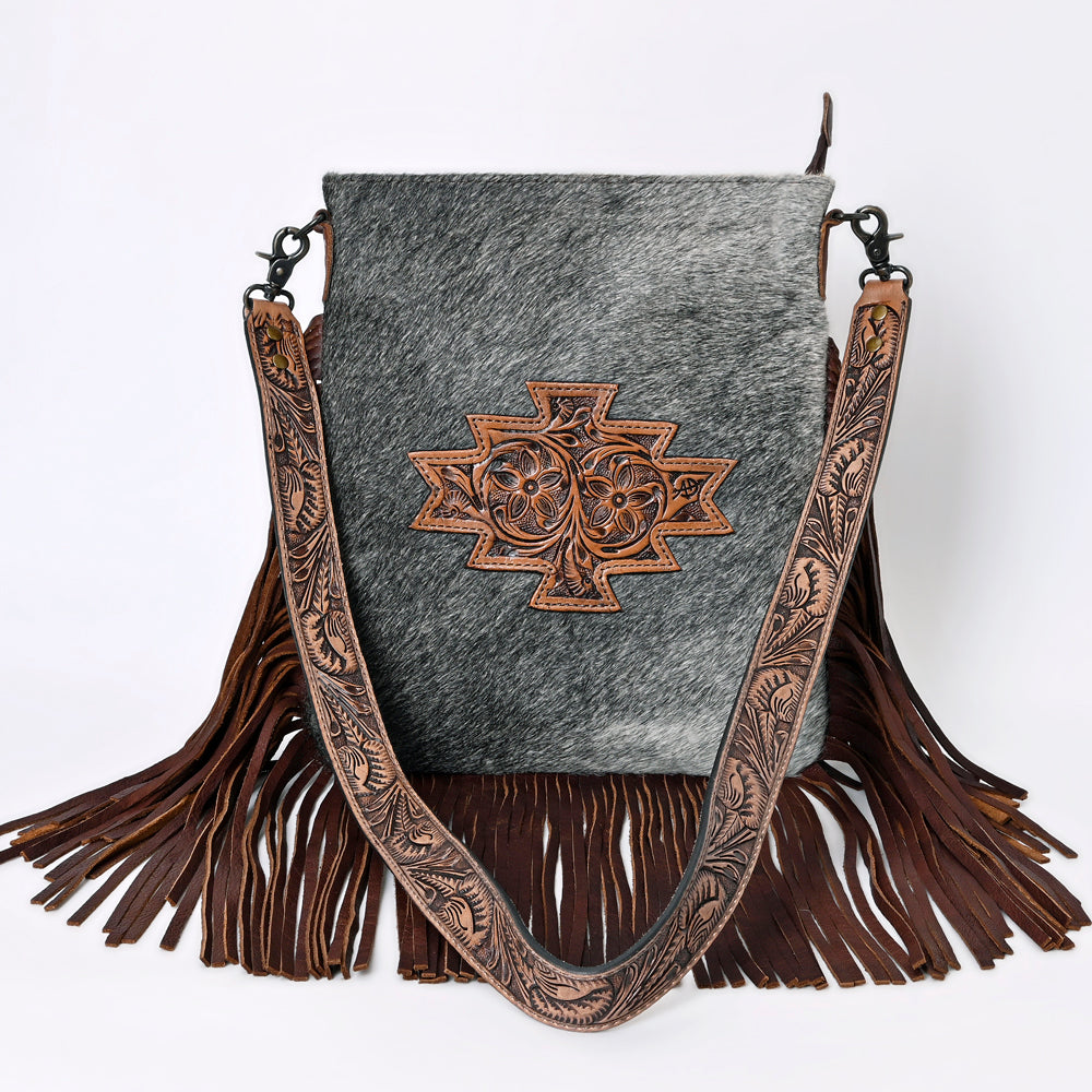 American Darling Messenger Hand Tooled Hair On Genuine Leather Western Women Bag Handbag Purse | Cute