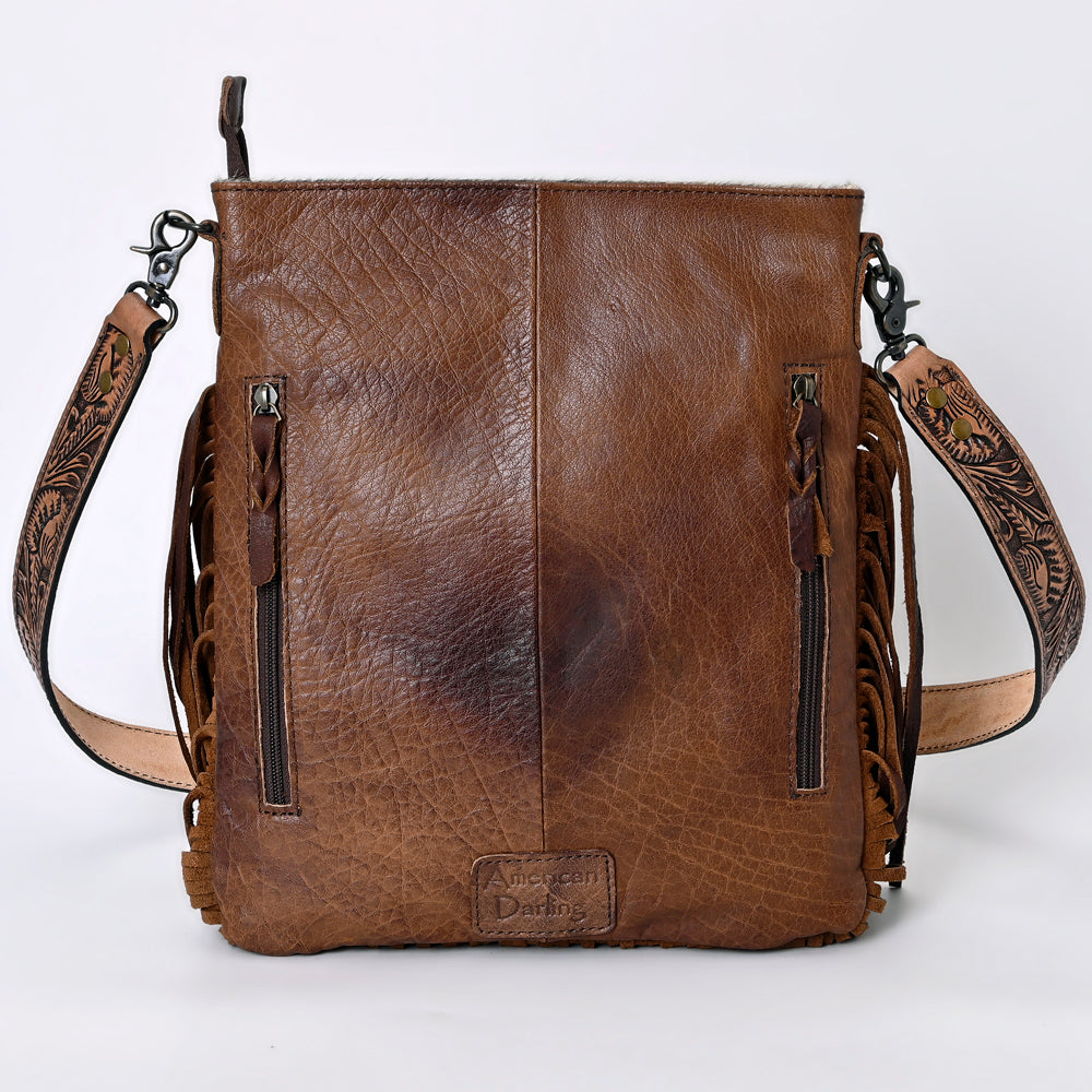 American Darling Messenger Hand Tooled Hair On Genuine Leather Western Women Bag Handbag Purse | Cute