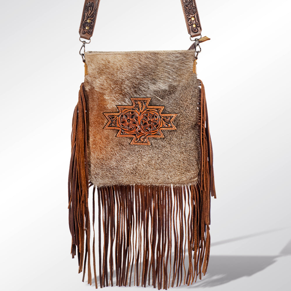 American Darling Messenger Hand Tooled Hair On Genuine Leather Western Women Bag Handbag Purse | Cute