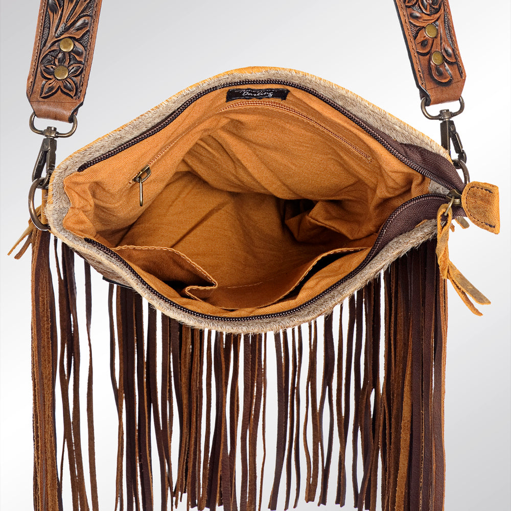 American Darling Messenger Hand Tooled Hair On Genuine Leather Western Women Bag Handbag Purse | Cute