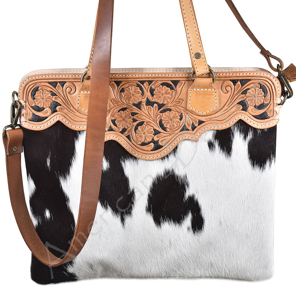 American Darling Crossbody Hand Tooled Hair-On Genuine Leather