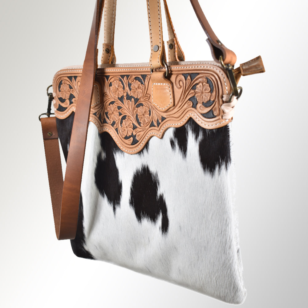 American Darling Crossbody Hand Tooled Hair-On Genuine Leather