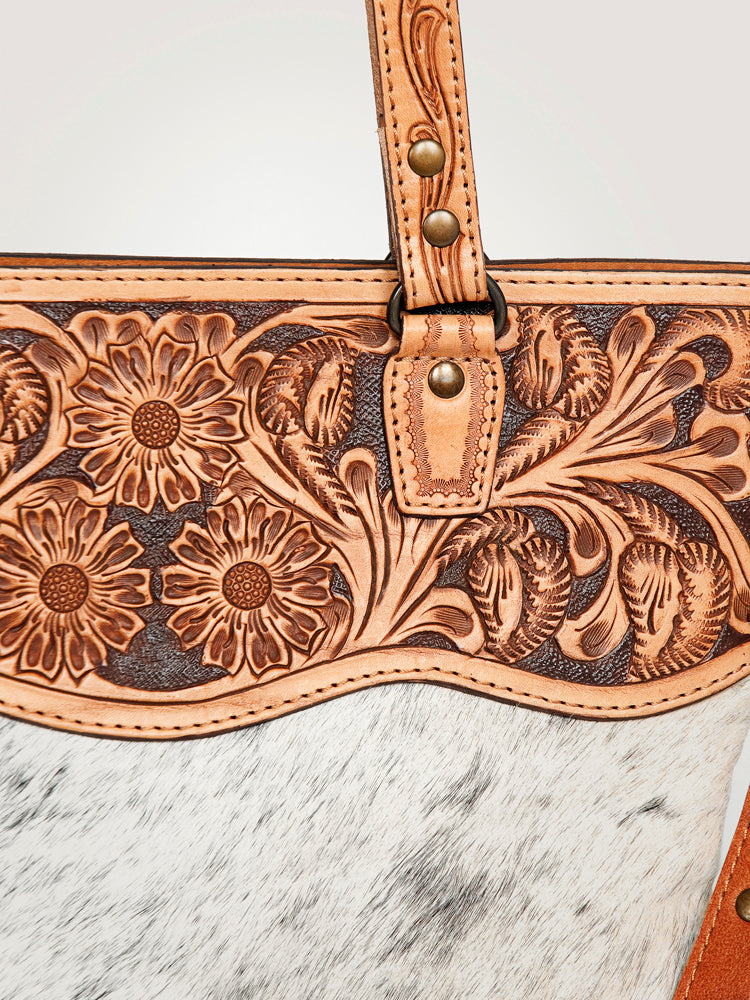 American Darling Crossbody Hand Tooled Hair-On Genuine Leather