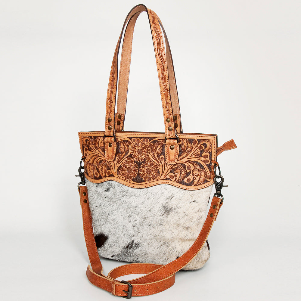 American Darling Crossbody Hand Tooled Hair-On Genuine Leather
