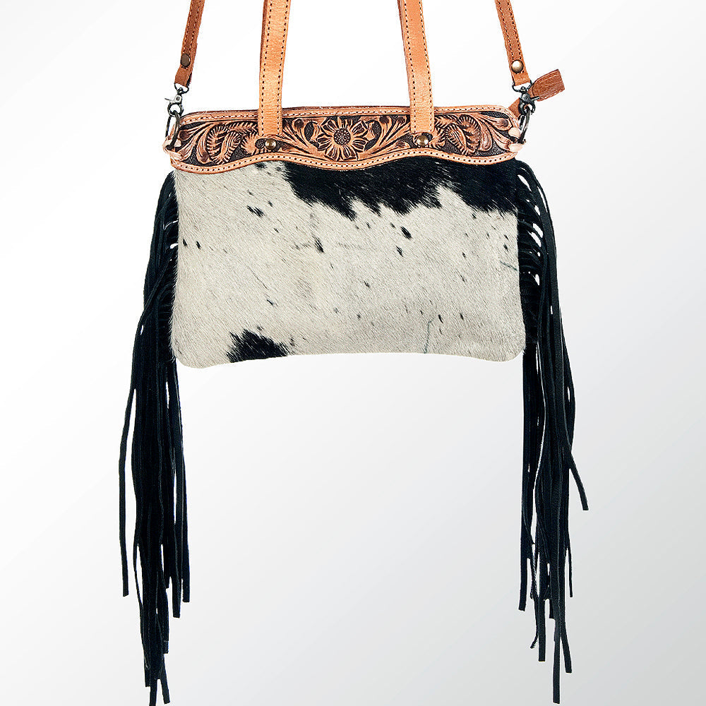 American Darling Hand-Tooled Hair-On Genuine Leather Bag