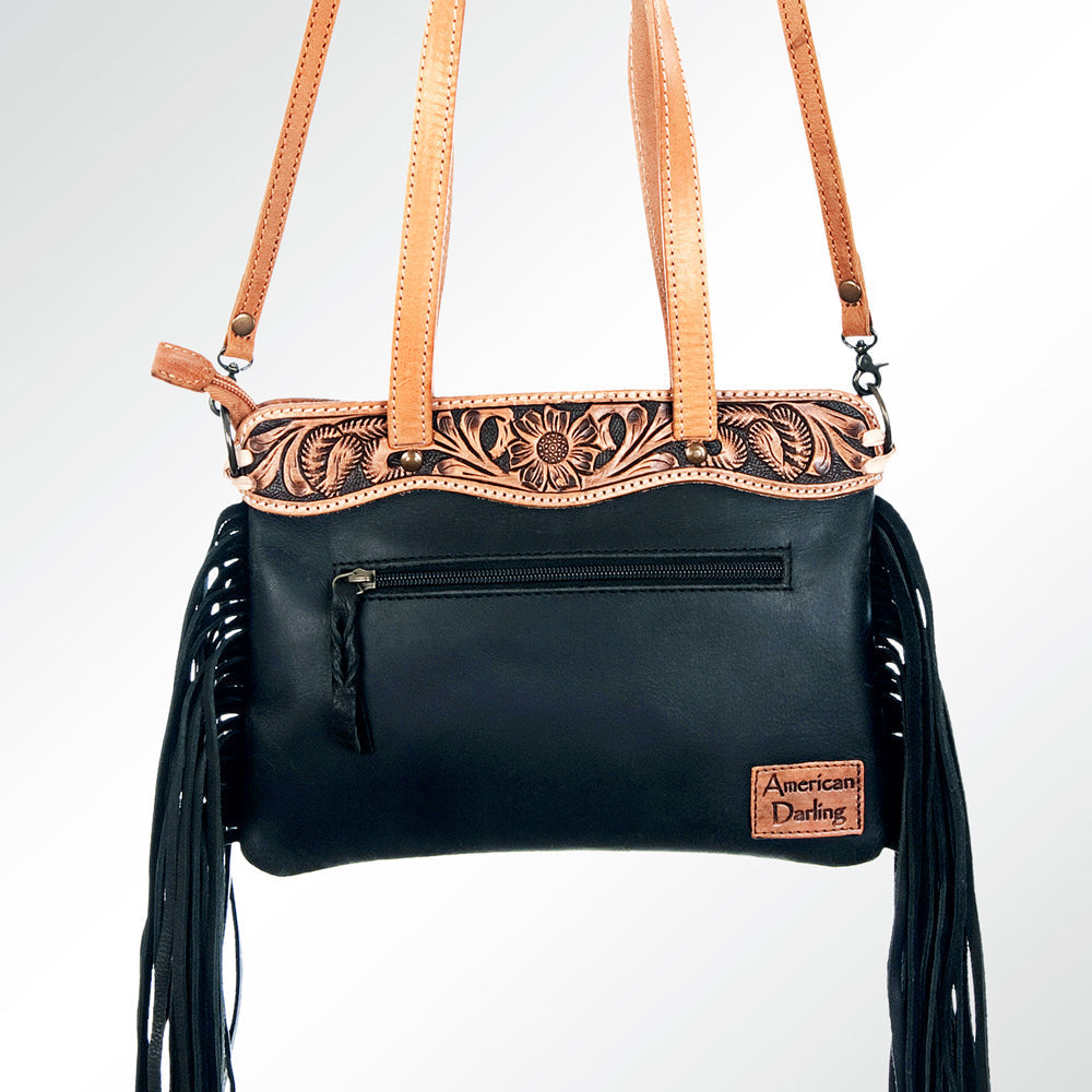 American Darling Hand-Tooled Hair-On Genuine Leather Bag