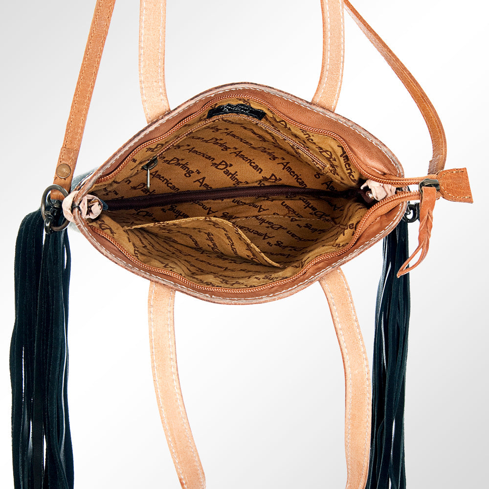 American Darling Hand-Tooled Hair-On Genuine Leather Bag