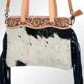 American Darling Hand-Tooled Hair-On Genuine Leather Bag