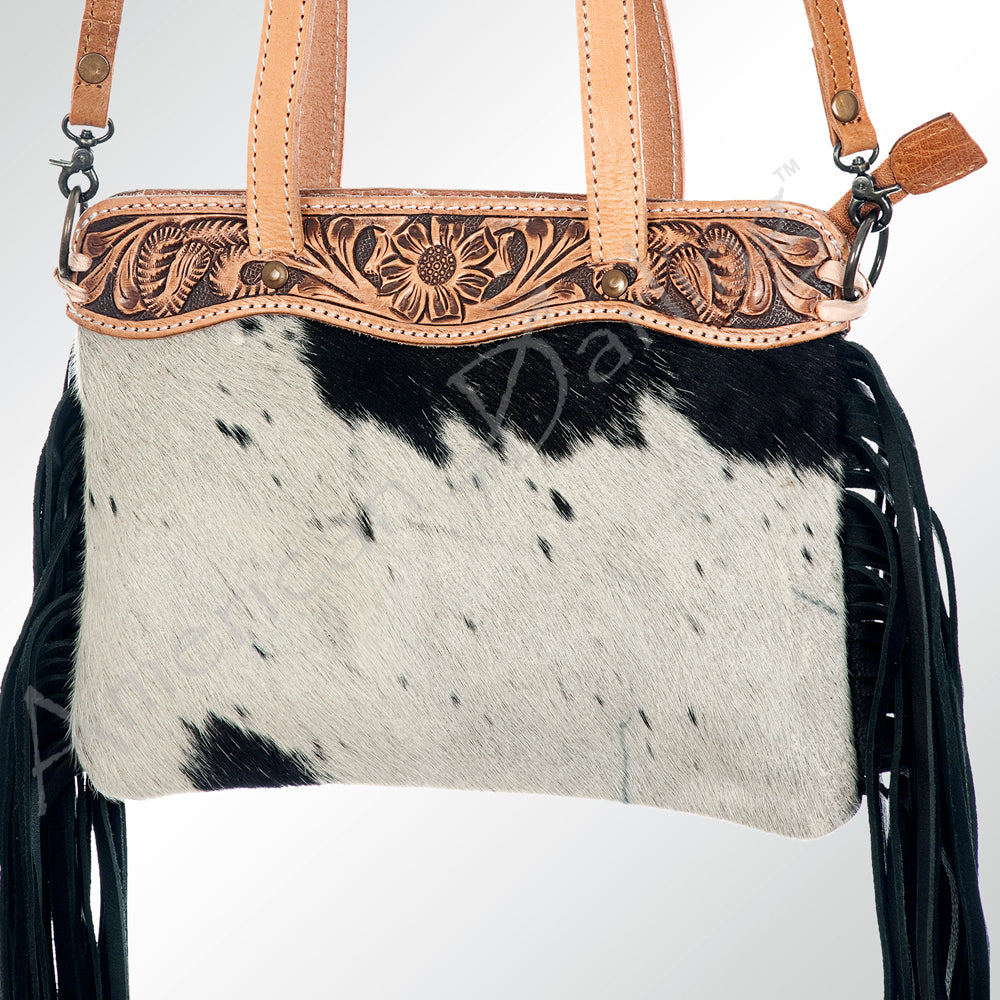American Darling Hand-Tooled Hair-On Genuine Leather Bag