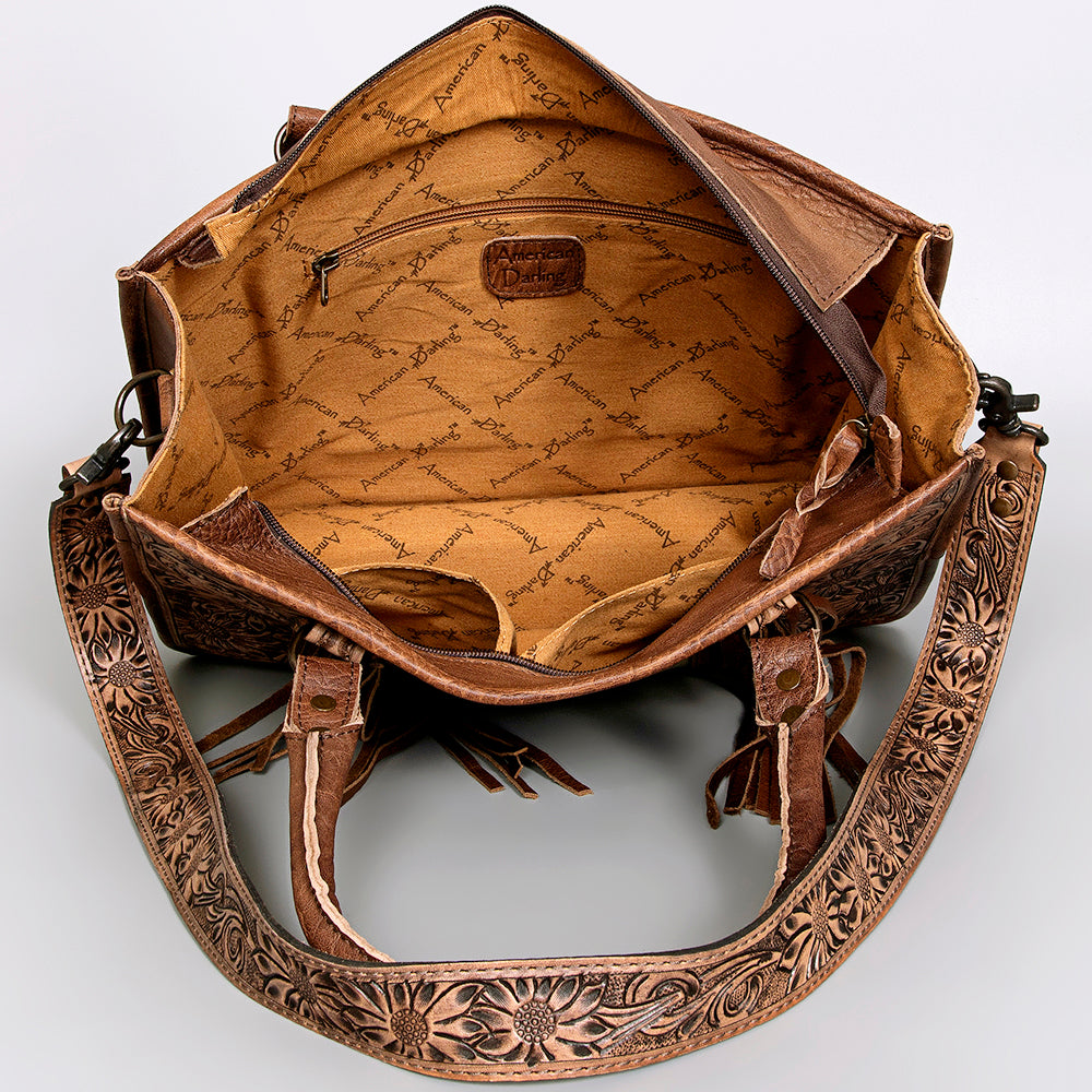 American Darling Briefcase Hand Tooled Saddle Blanket Genuine Leather