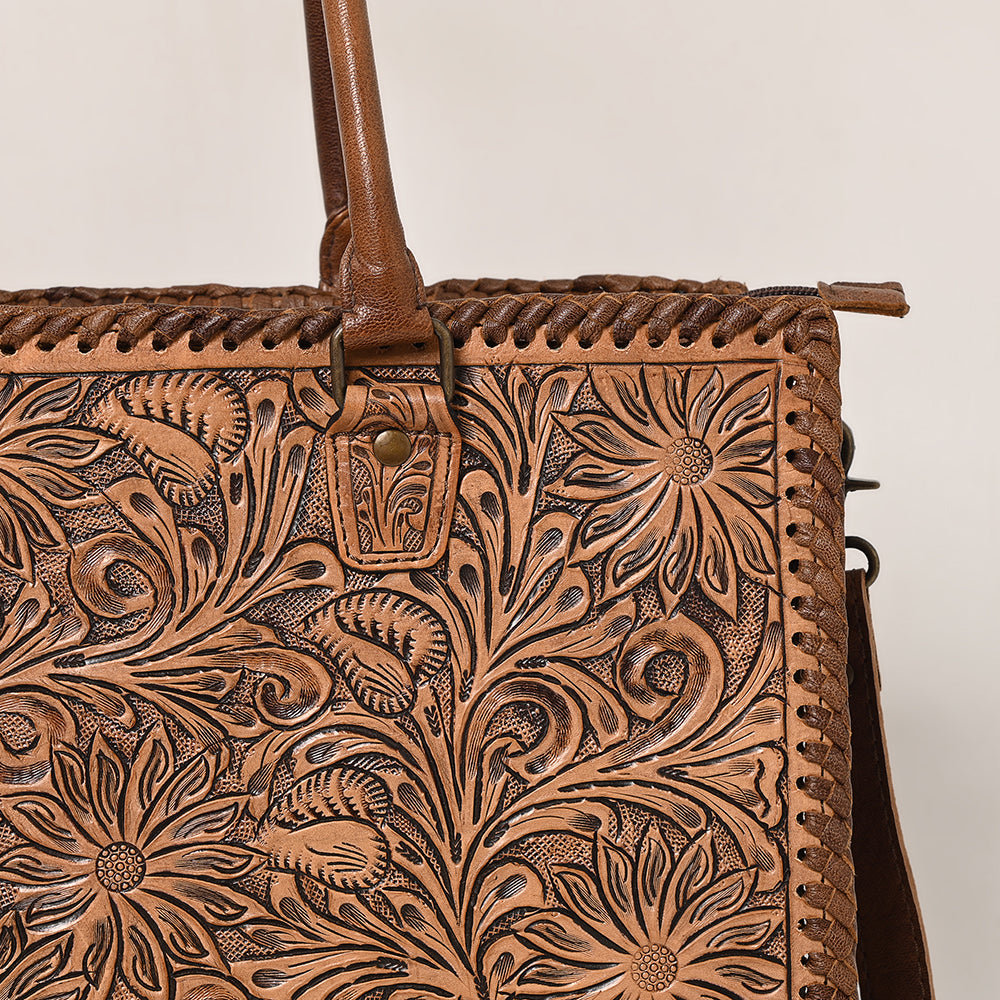 American Darling Briefcase Hand Tooled Genuine Leather