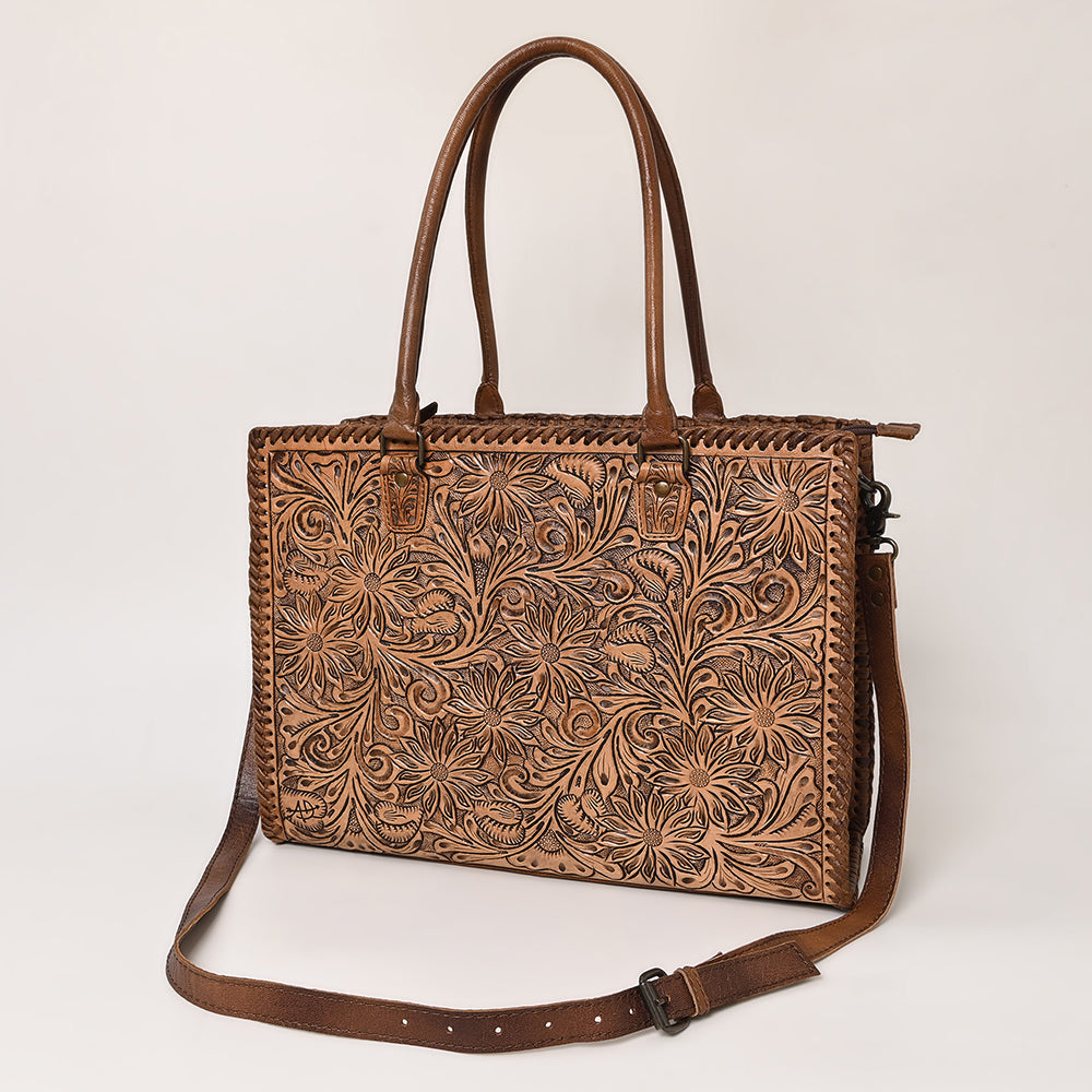 American Darling Briefcase Hand Tooled Genuine Leather