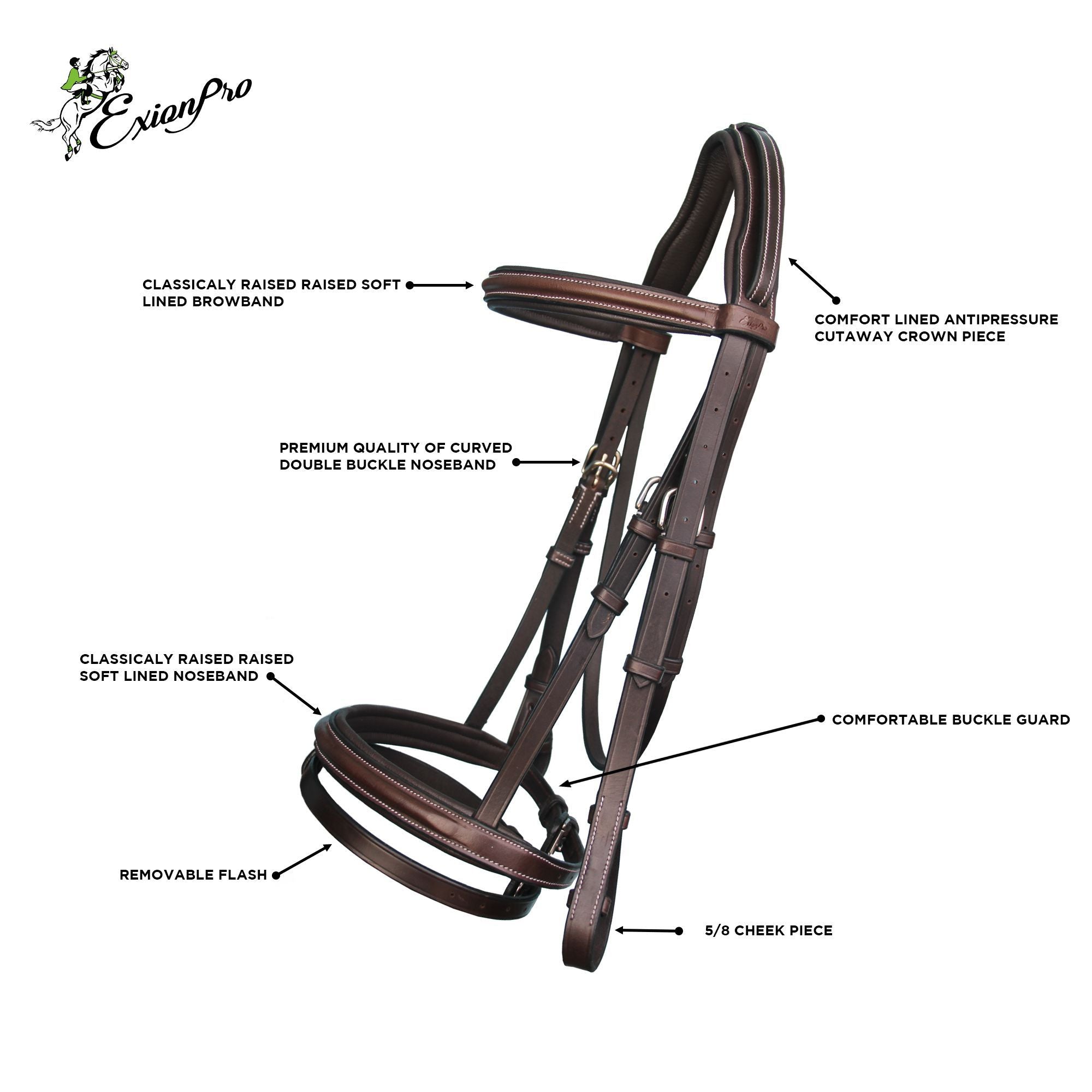 Replacement Crownpiece of ExionPro Pressure Relief Crown Raised Padded Jumping Bridle by Bridles & Reins - alternate view 5
