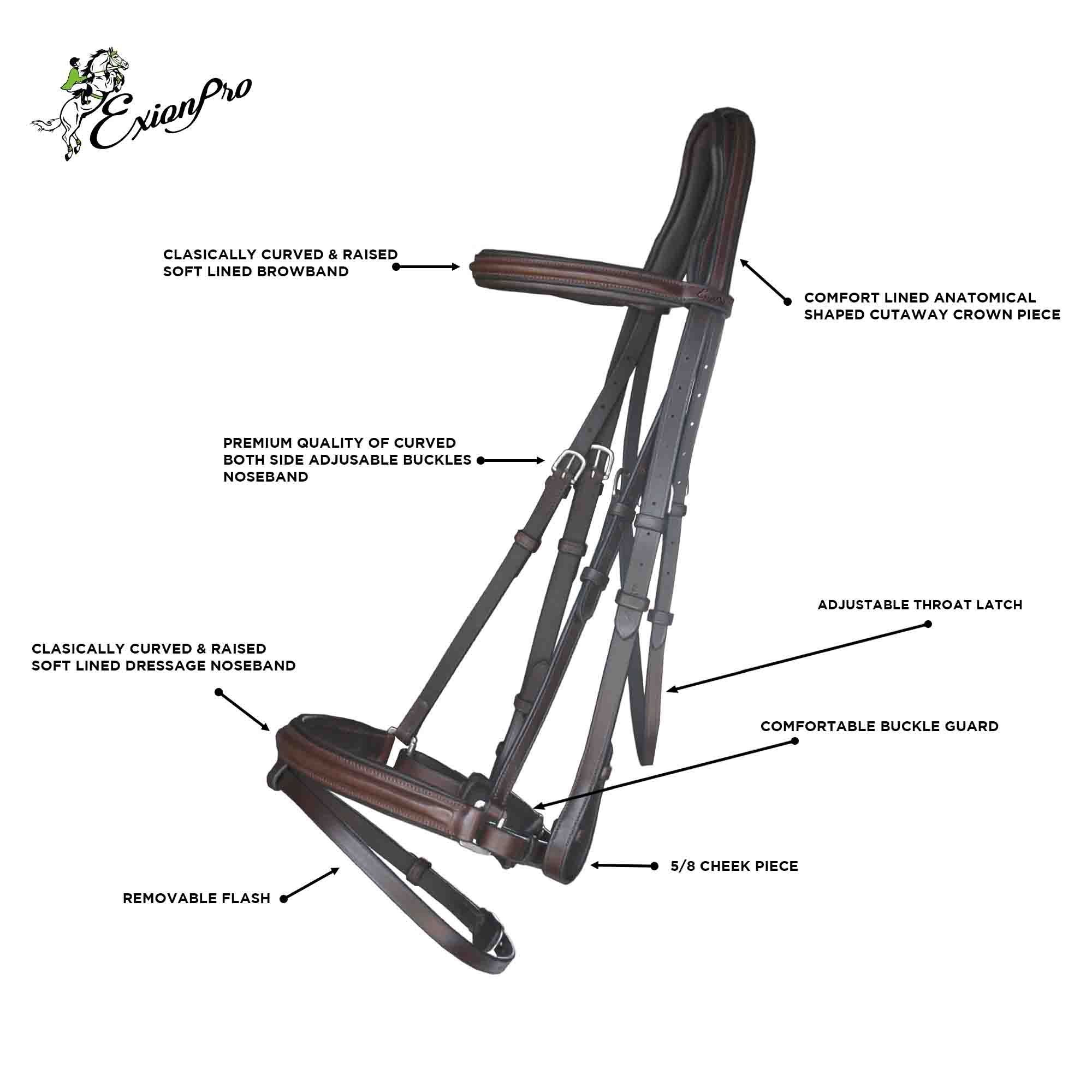 ExionPro Pressure Relief Crown Dressage Bridle with Web Reins by Bridles & Reins - alternate view 4