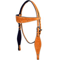 Western Horse Headstall Floral Carved Tan Leather