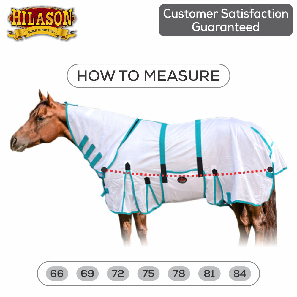 66 In HILASON Horse Fly Sheet UV Protect Breathable Mesh Bug Mosquito Spring | Summer Horse Rug | Fly Rug