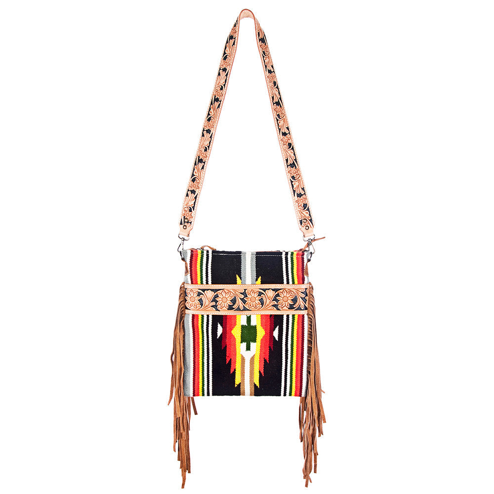 American Darling Crossbody Hand Tooled Saddle Blanket Genuine Leather