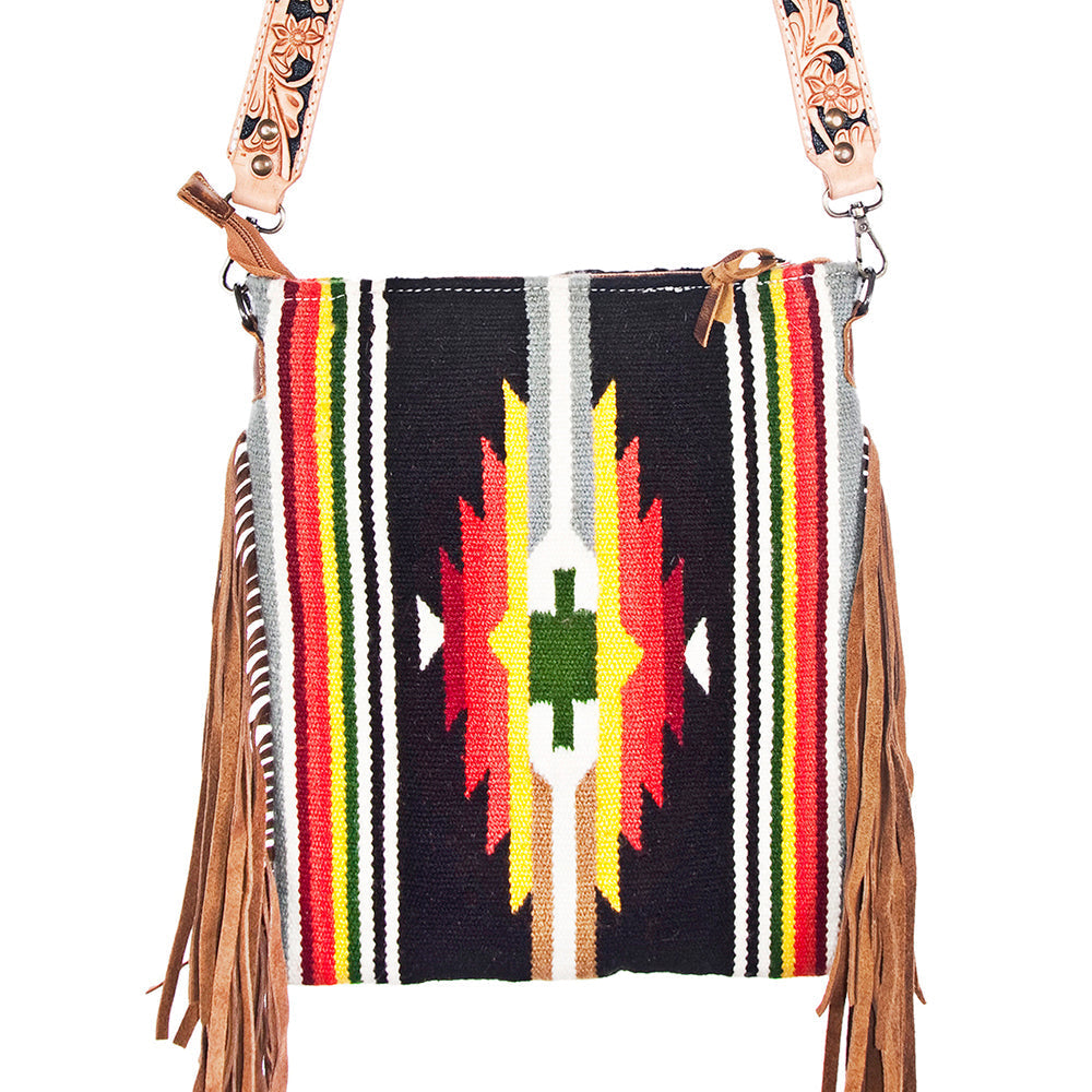 American Darling Crossbody Hand Tooled Saddle Blanket Genuine Leather