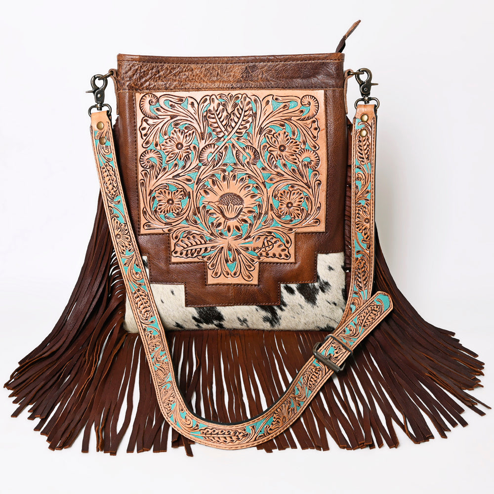 American Darling Messenger Hand Tooled Hair-On Genuine Leather