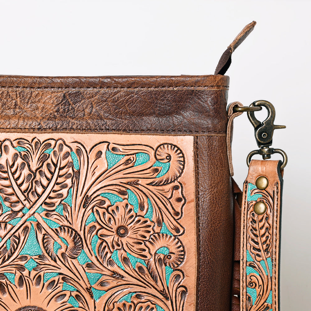 American Darling Messenger Hand Tooled Hair-On Genuine Leather