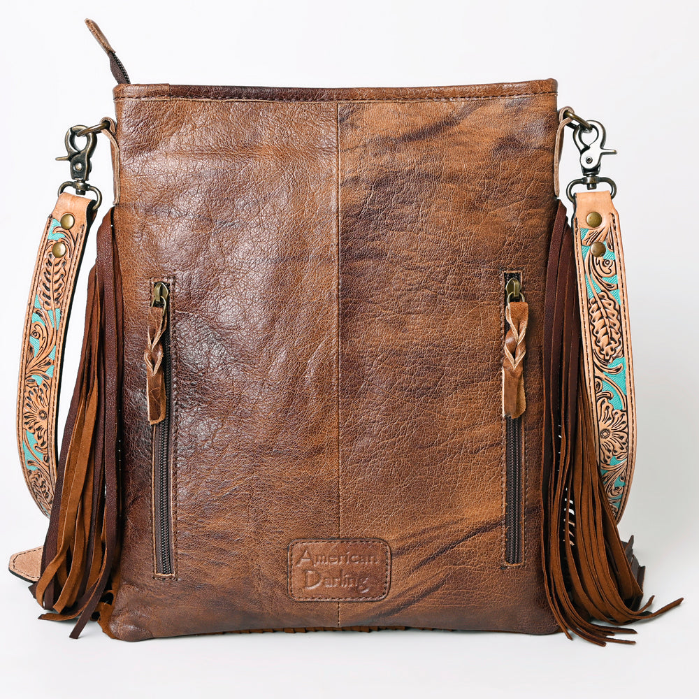 American Darling Messenger Hand Tooled Hair-On Genuine Leather