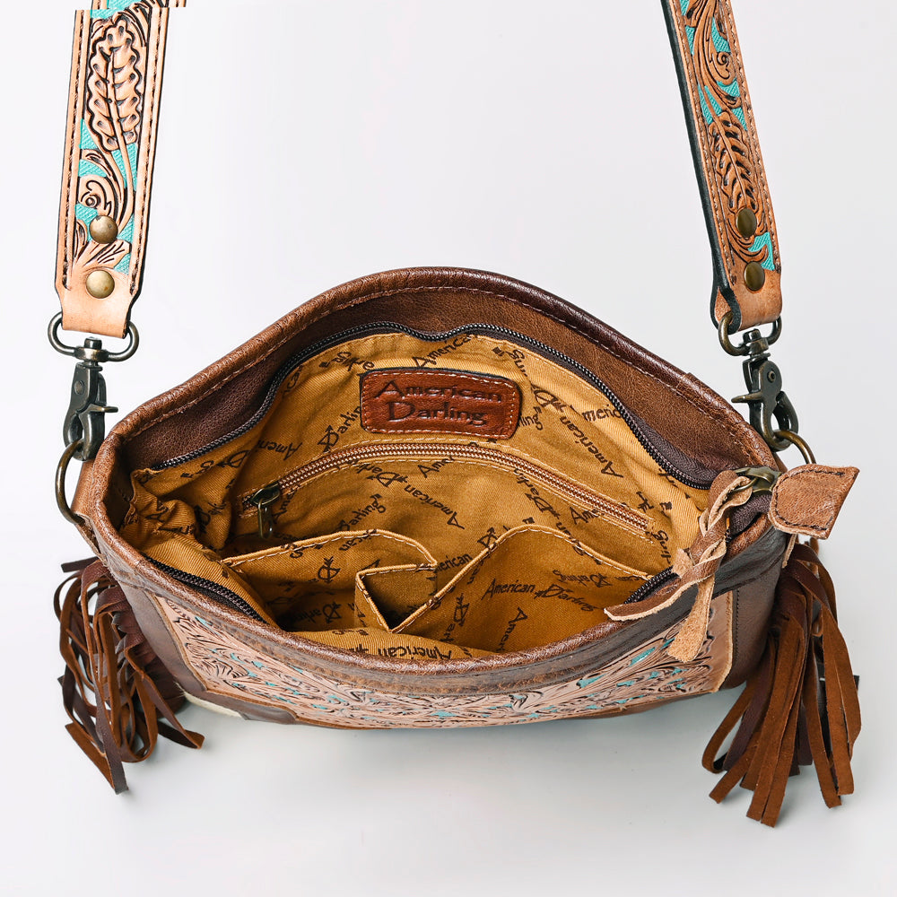 American Darling Messenger Hand Tooled Hair-On Genuine Leather