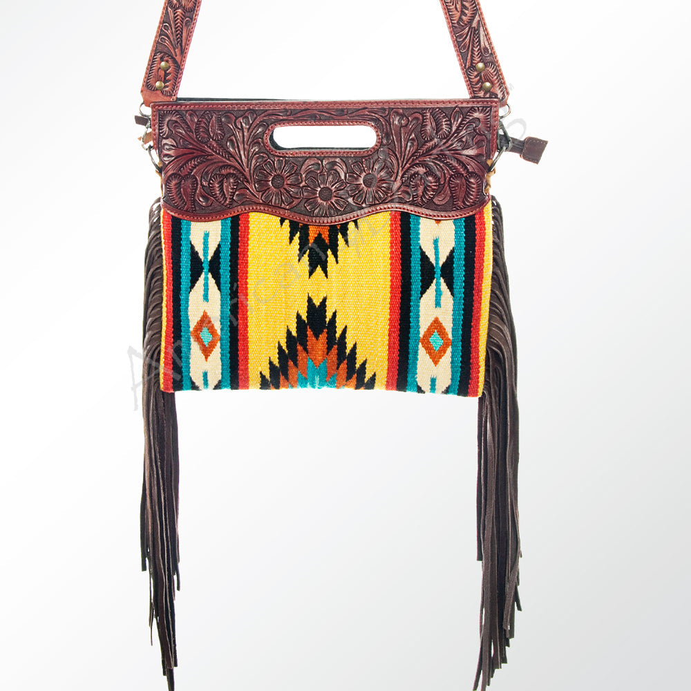 American Darling Hand-Tooled Saddle Blanket Leather Clutch