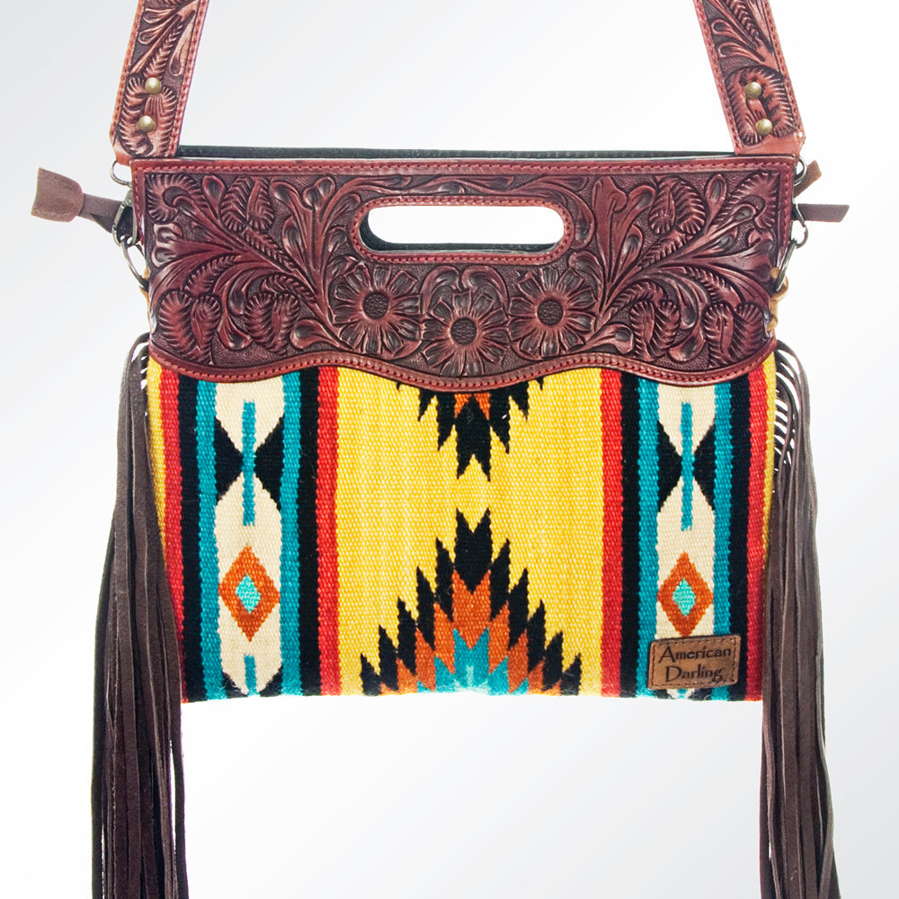 American Darling Hand-Tooled Saddle Blanket Leather Clutch
