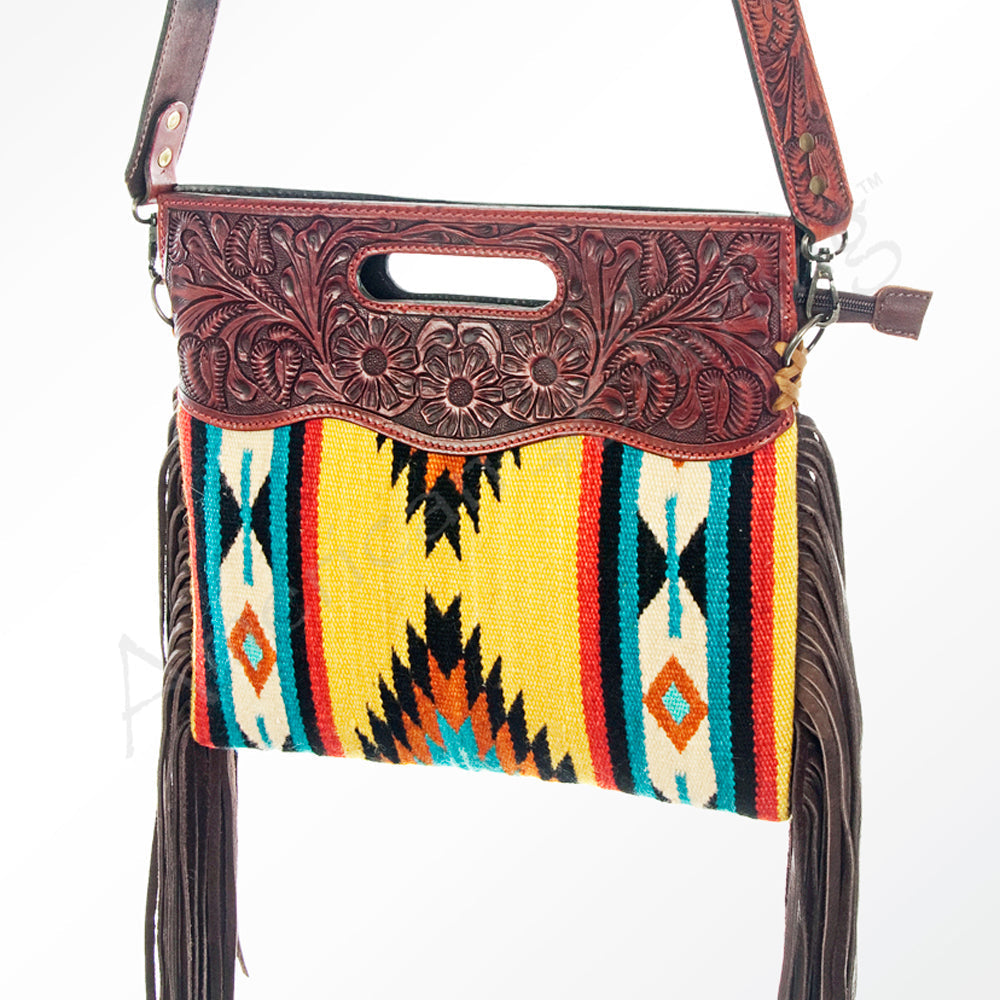 American Darling Hand-Tooled Saddle Blanket Leather Clutch