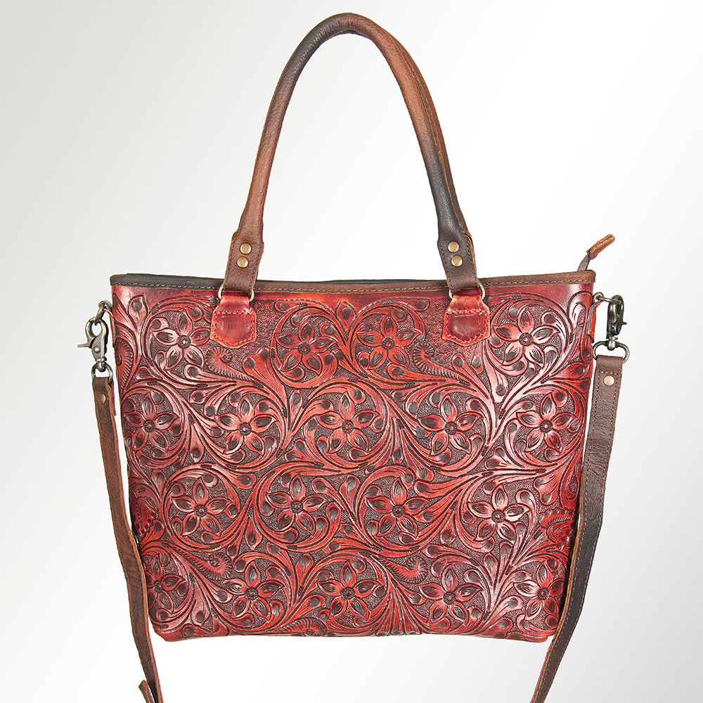 American Darling Tote Bag Handcrafted from Hand Tooled Floral Carved Genuine Leather with YKK Zipper