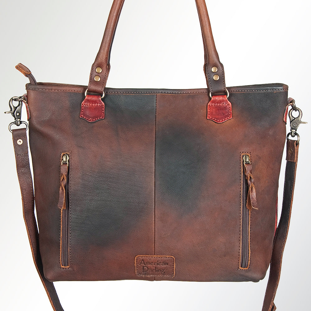 American Darling Tote Bag Handcrafted from Hand Tooled Floral Carved Genuine Leather with YKK Zipper