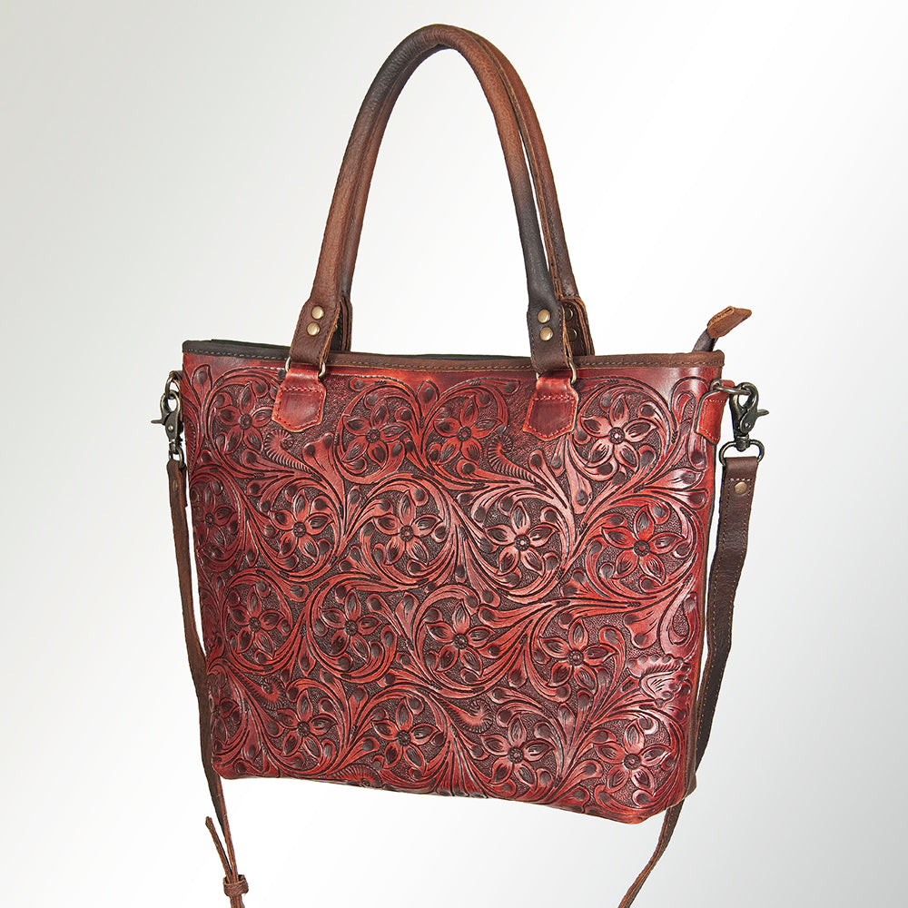 American Darling Tote Bag Handcrafted from Hand Tooled Floral Carved Genuine Leather with YKK Zipper