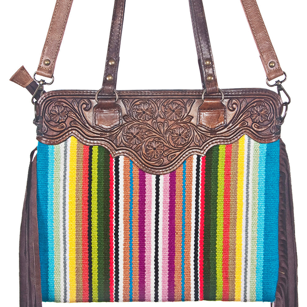 American Darling Crossbody Hand Tooled Hair-On Genuine Leather