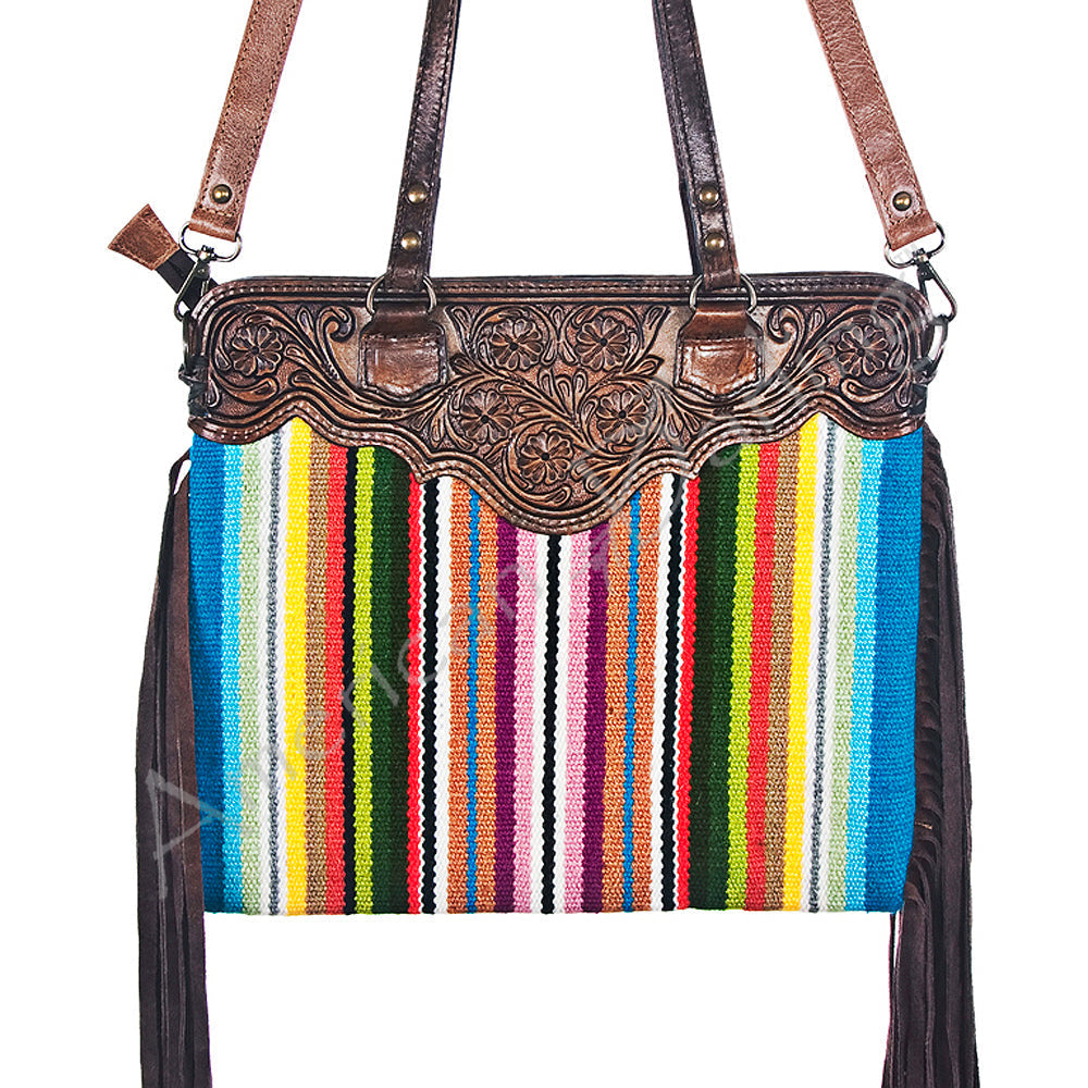 American Darling Crossbody Hand Tooled Hair-On Genuine Leather