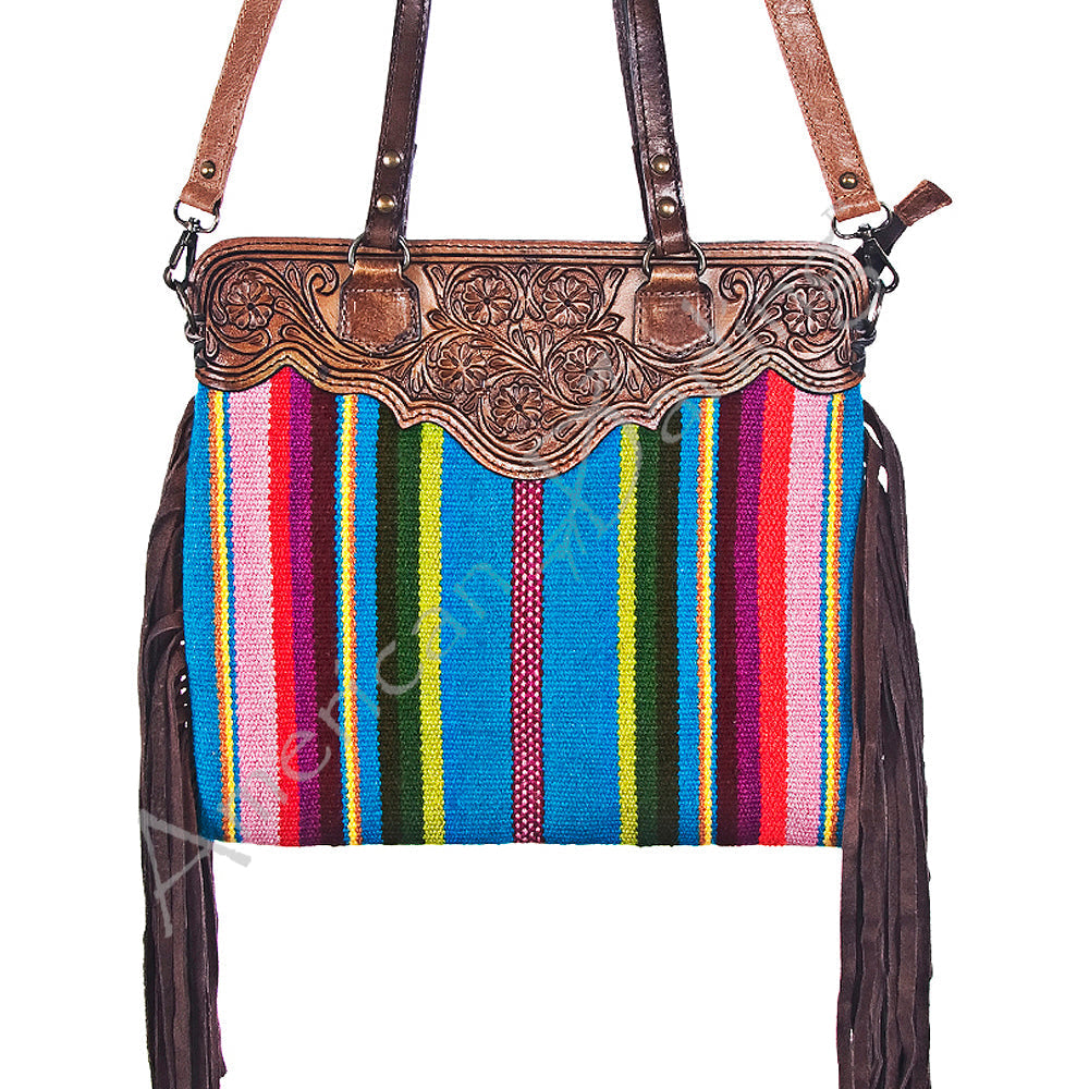 American Darling Crossbody Hand Tooled Hair-On Genuine Leather