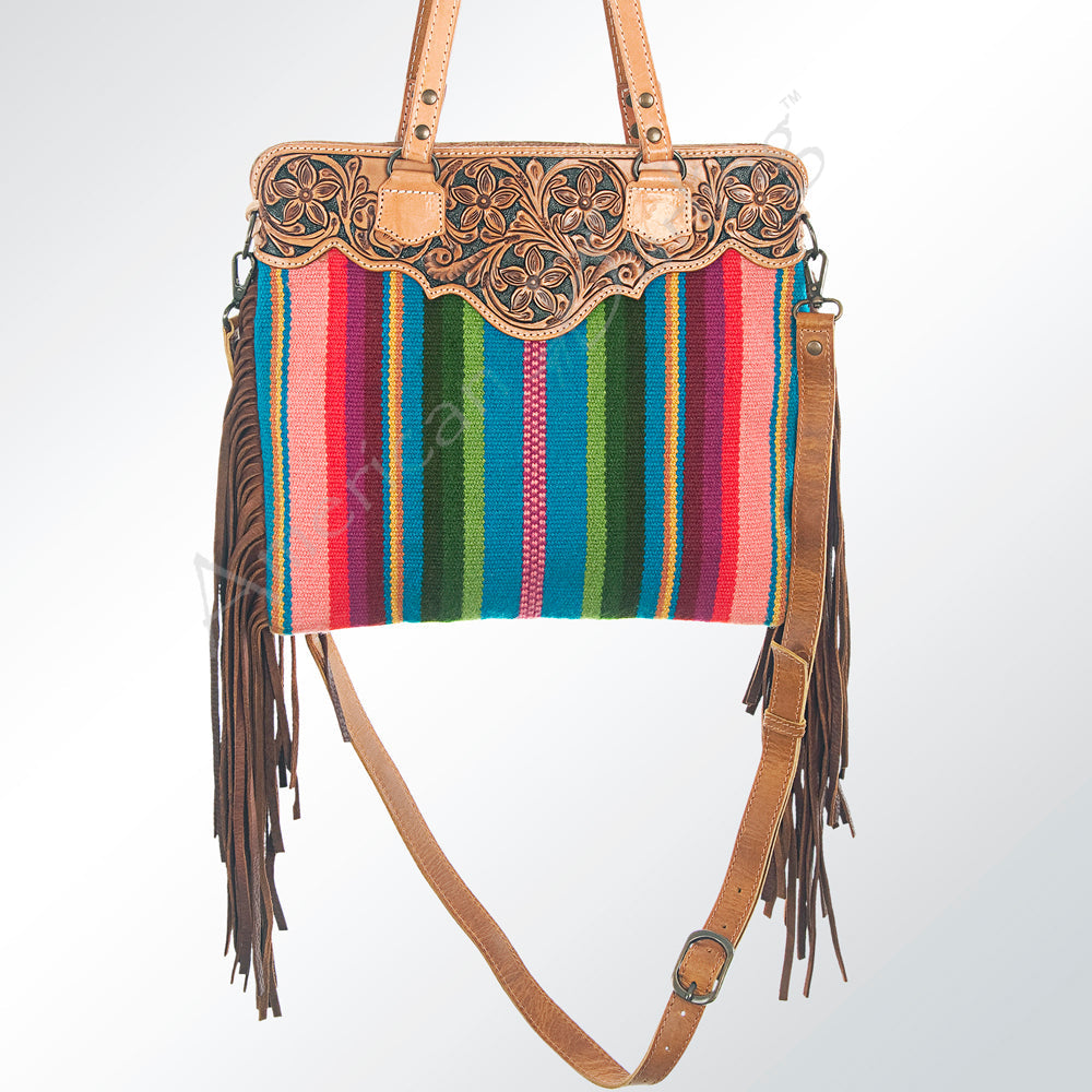 American Darling Crossbody Hand Tooled Hair-On Genuine Leather