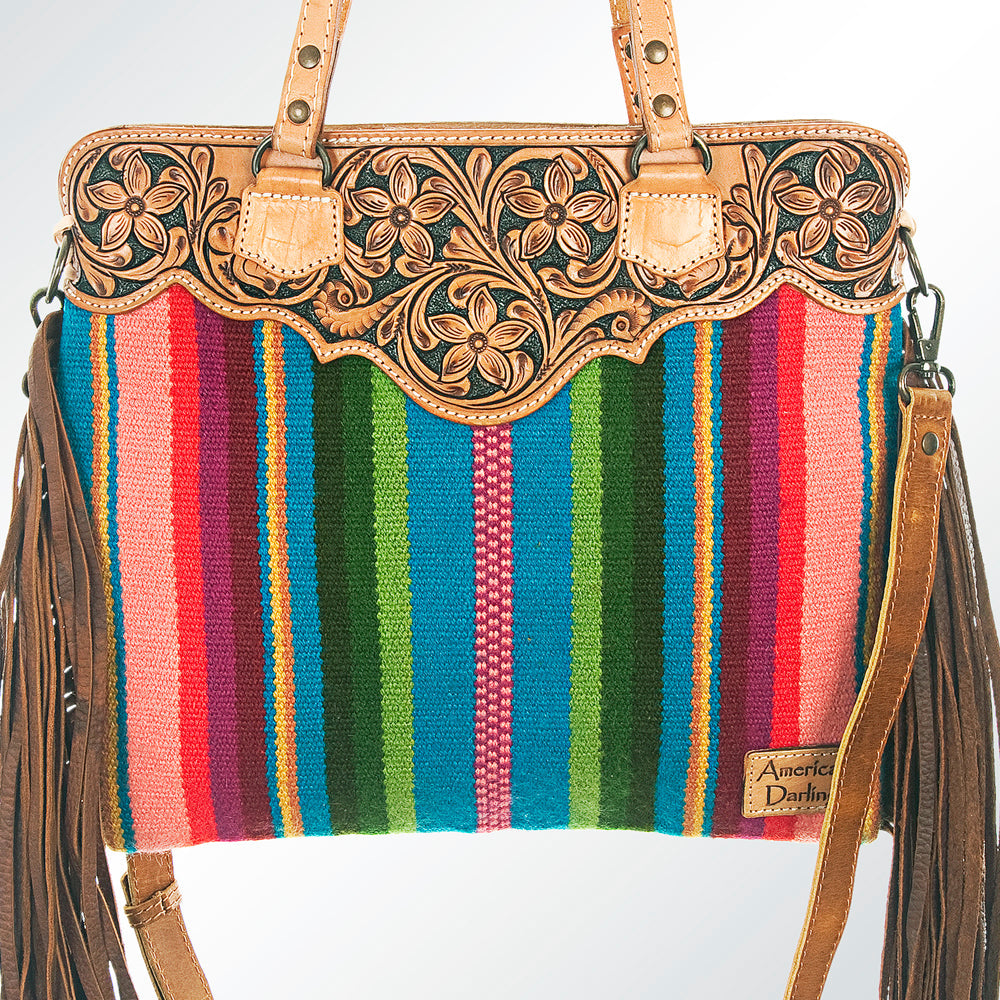 American Darling Crossbody Hand Tooled Hair-On Genuine Leather