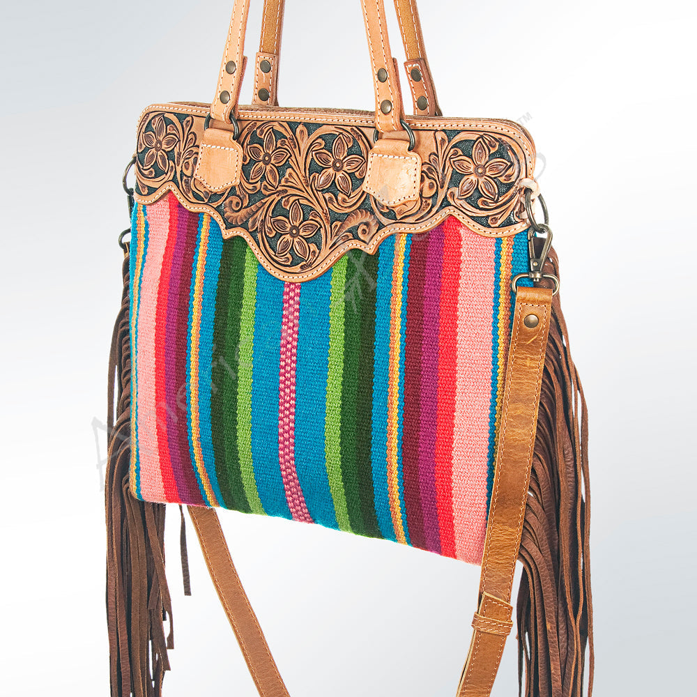 American Darling Crossbody Hand Tooled Hair-On Genuine Leather