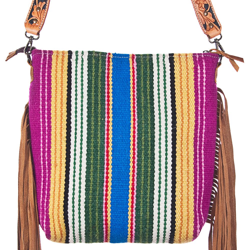 American Darling Large Crossbody Hand Tooled Saddle Blanket Genuine Leather