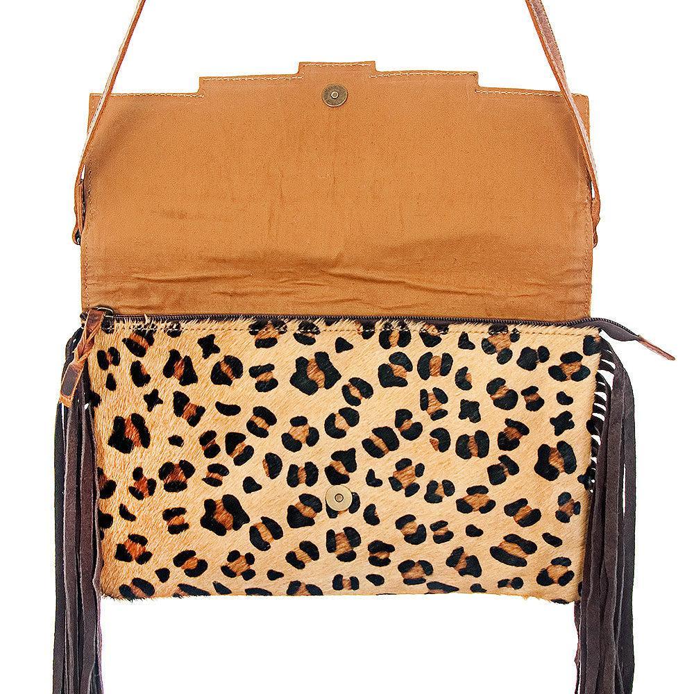 American Darling Hand-Tooled Hair-On Genuine Leather Envelope Bag