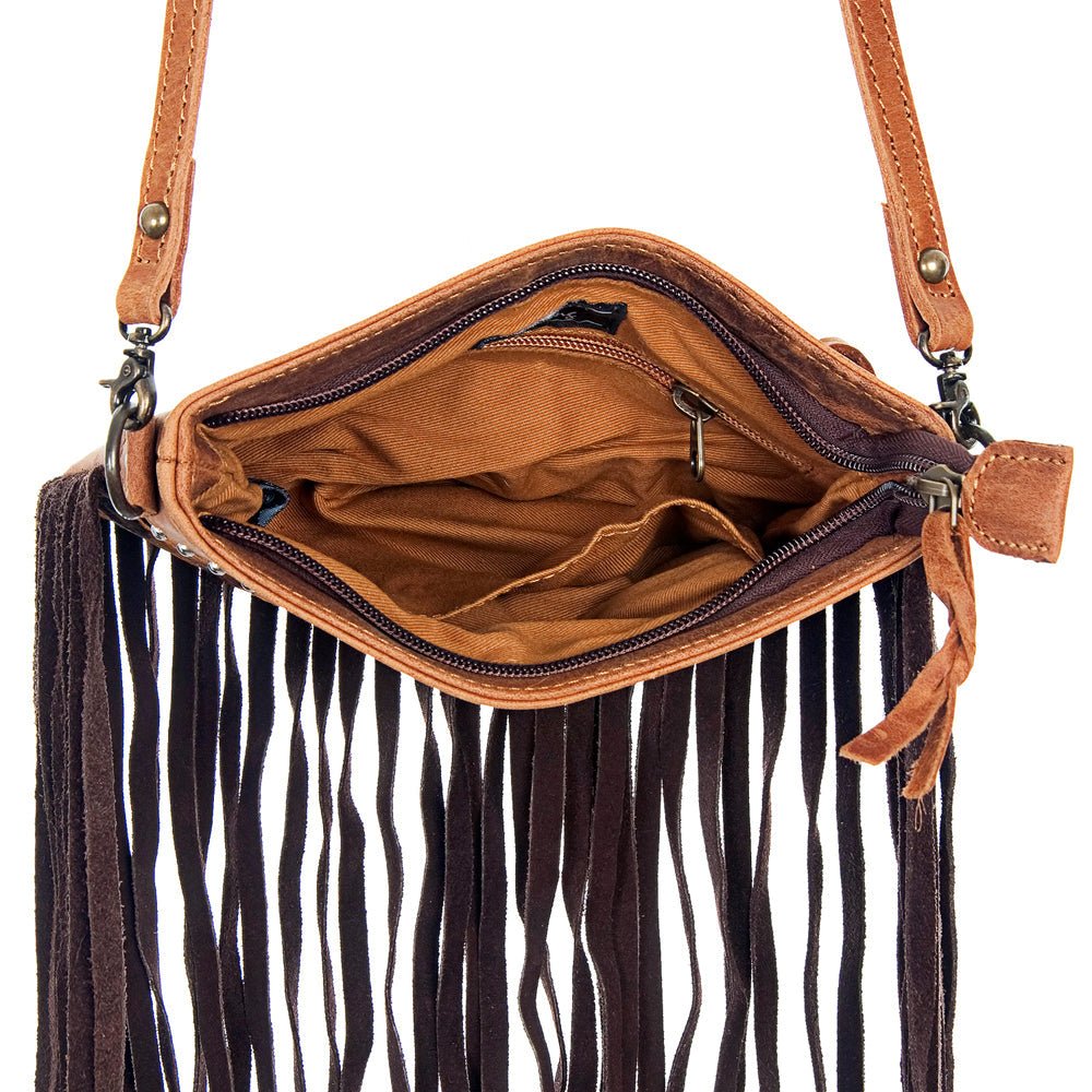 American Darling Small Crossbody Hand Tooled Hair-On Genuine Leather