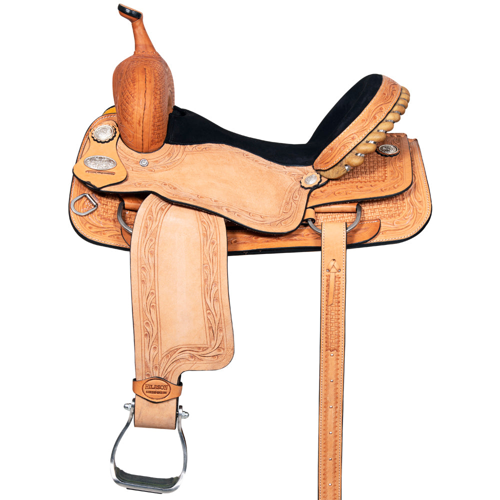 HILASON Western Horse Barrel Racing Saddle Trail Pleasure American Leather | Hand Tooled Wade & Roping For Horses