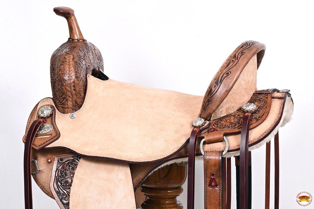 Flex Tree Western Horse Saddle In American Leather Barrel Trail By Hilason