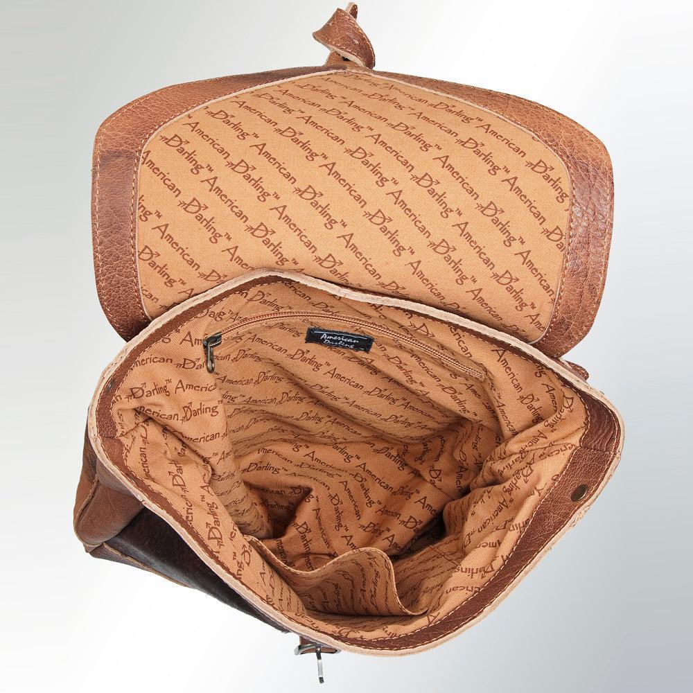 American Darling Hand-Tooled Hair-On Leather Backpack