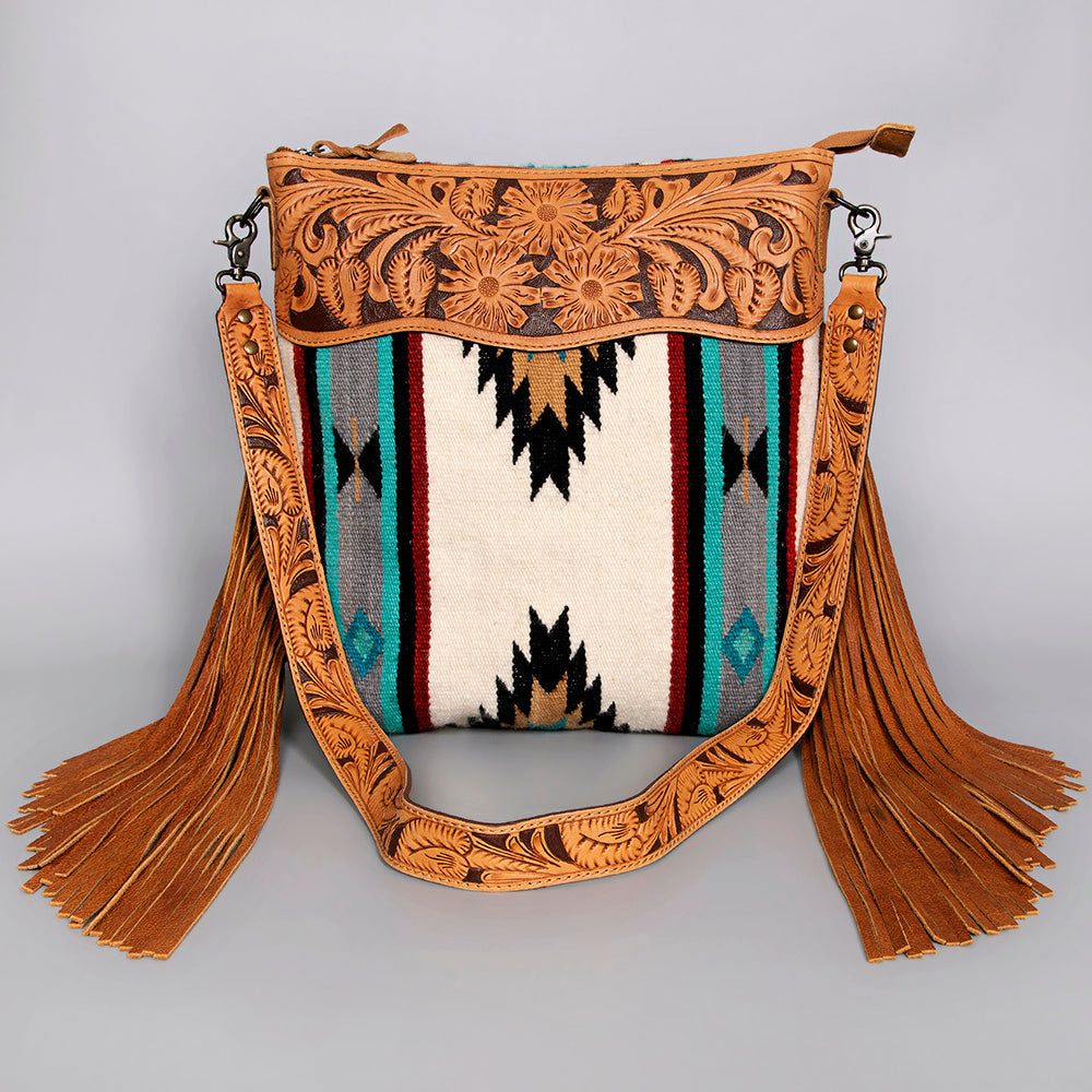 American Darling Hand-Tooled Saddle Blanket Leather Crossbody Bag