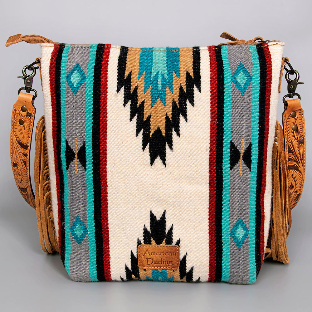 American Darling Hand-Tooled Saddle Blanket Leather Crossbody Bag