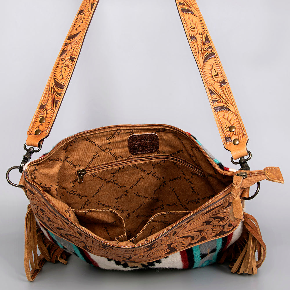 American Darling Hand-Tooled Saddle Blanket Leather Crossbody Bag