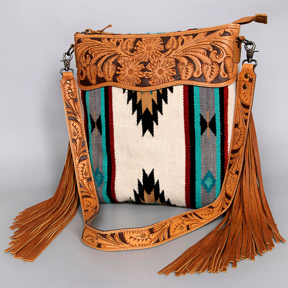 American Darling Hand-Tooled Saddle Blanket Leather Crossbody Bag