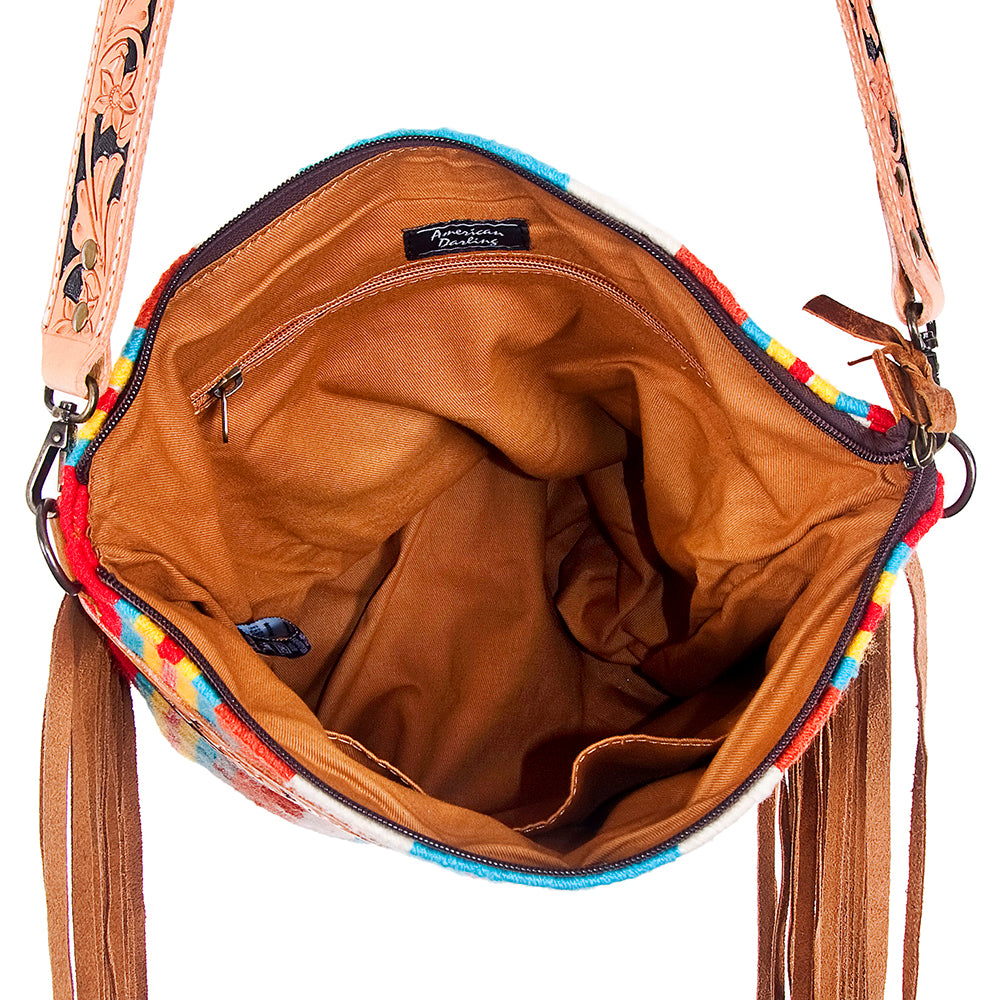 American Darling Saddle Blanket Genuine Leather Large Crossbody Bag