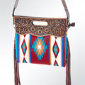 American Darling Clutch Hand Tooled Saddle Blanket Fabric Genuine Leather Western Women Bag Handbag Purse | Purses for Cute